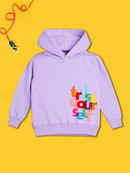 Nusyl - Boy Purple Trust Your Self Text Printed Hoodie