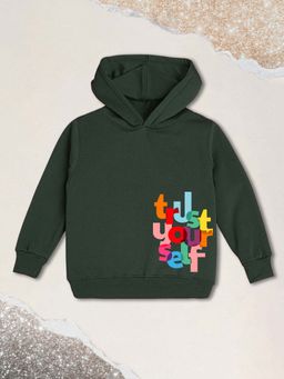Nusyl - Boy Olive Trust Your Self Text Printed Hoodie