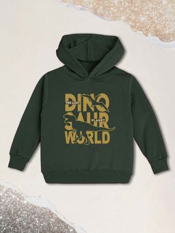 Nusyl - Boy Olive Dinosaur Printed Hoodie