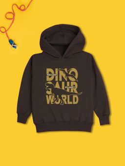 Nusyl - Boy Brown Dinosaur Printed Hoodie
