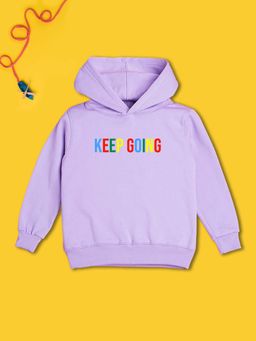 Nusyl - Boy Purple Keep Going Text Printed Hoodie