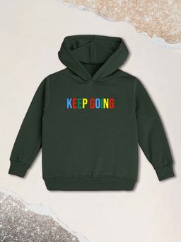 Nusyl - Boy Olive Keep Going Text Printed Hoodie