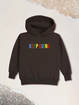 Nusyl - Boy Brown Keep Going Text Printed Hoodie
