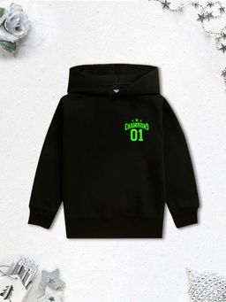 Nusyl - Boy Black Champions 01 Text Solid Hoodie