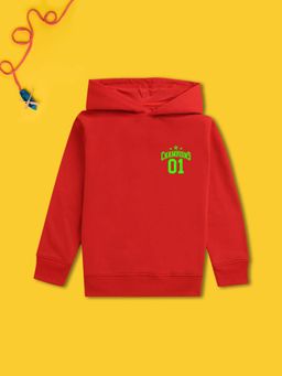 Nusyl - Boy Red Champions 01 Text Solid Hoodie