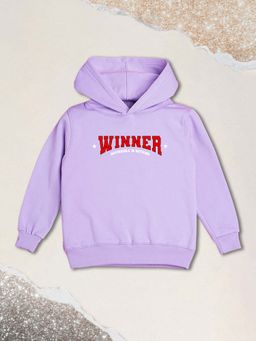 Nusyl - Boy Purple Winner Text Printed Hoodie