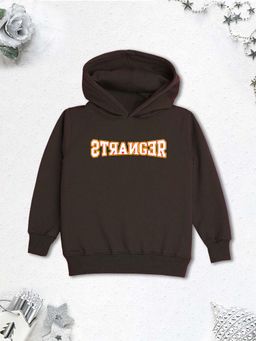 Nusyl - Boy Brown Stranger Text Printed Hoodie