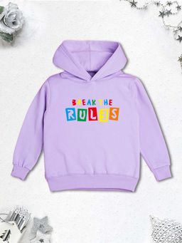 Nusyl - Boy Purple Break The Rules Text Printed Hoodie