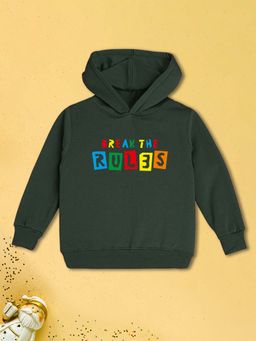 Nusyl - Boy Olive Break The Rules Text Printed Hoodie