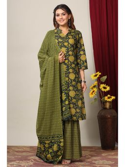 Miravan - Womens Cotton Floral Kurta & Sharara with Dupatta (Set of 3)