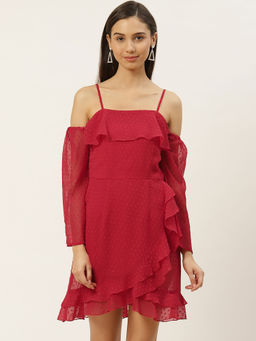 Dodo & Moa - Women Western Wear Dress Red
