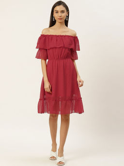 Dodo & Moa - Women Western Wear Dress Red