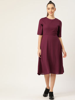 Dodo & Moa - Women Western Wear Dress Maroon