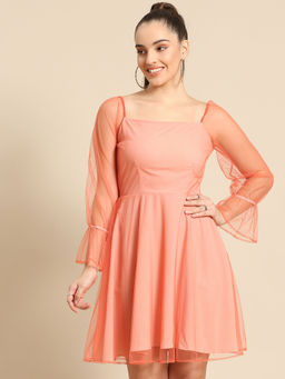 Dodo & Moa - Women Western Wear Dress Peach
