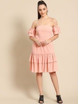 Dodo & Moa - Women Western Wear Dress Peach
