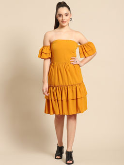Dodo & Moa - Women Western Wear Dress Mustard