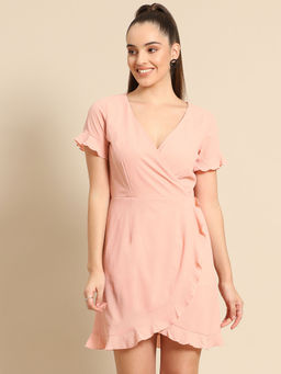 Dodo & Moa - Women Western Wear Dress Peach