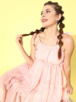 Dodo & Moa - Women Western Wear Dress Peach