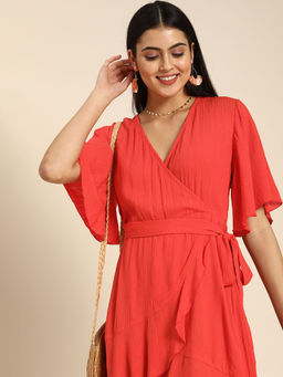 Dodo & Moa - Women Western Wear Dress Red