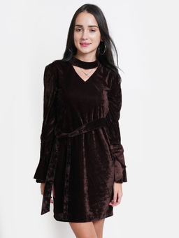Dodo & Moa - Women Western Wear Dress Brown