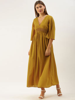 Dodo & Moa - Women Western Wear Dress Mustard