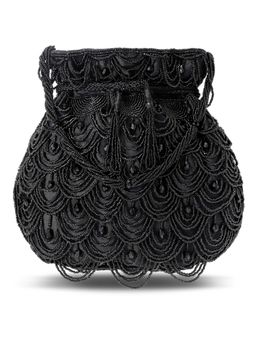 Peora - Black Polyester Potli Bag