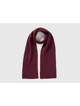 United Colors of Benetton - Lana Vergine Textured Scarf - Maroon