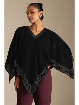 Soch - Womens Black Velvet Solid Kaftan with Stone Work