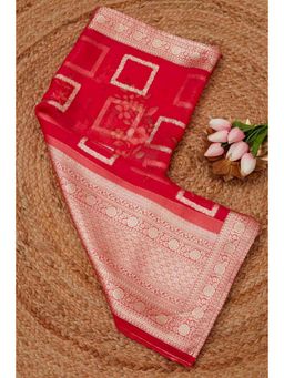Soch - Womens Red Organza Floral Print Dupatta with Zari Woven