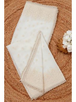 Soch - Womens Off White Georgette Embroidered Dupatta with Thread Work