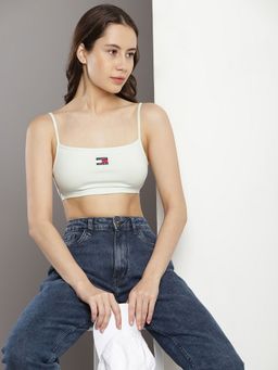 Tommy Hilfiger - Green Cotton Spaghetti-Straps Crop Top