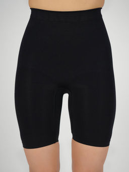 Theater - High Waisted Mid Thigh Shorts Black
