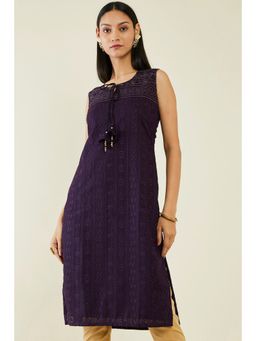 Soch - Women Purple Georgette Embroidered Kurta