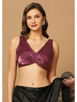 SALWAR STUDIO - Womens Maroon Ruched Saree Blouse