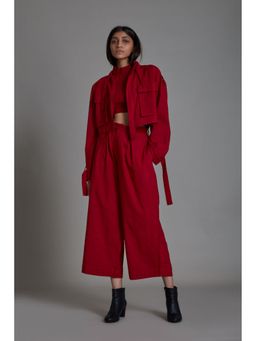 Mati - Cover Solitaire Top and Pants with Jacket - Red (Set of 3)