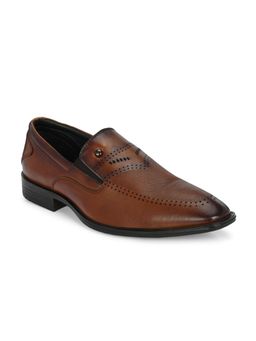 Alberto Torresi - Textured Tan Formal Slip On Shoes For Men