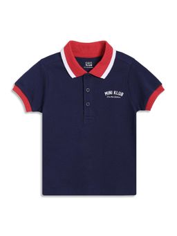 MINI KLUB - Cotton Half Sleeve Solid Polo T-Shirt - Navy Blue