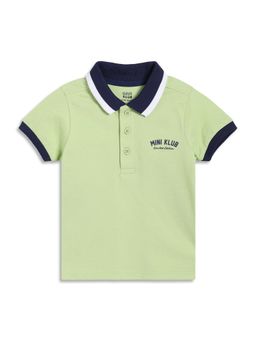 MINI KLUB - Cotton Half Sleeve Solid Polo T-Shirt - Light Green