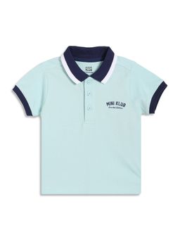 MINI KLUB - Cotton Half Sleeve Solid Polo T-Shirt - Light Blue