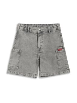 MINI KLUB - Cotton Solid Denim Shorts - Grey