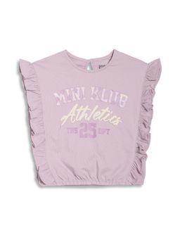 MINI KLUB - Cotton Half Sleeves Typography Top - Lavender