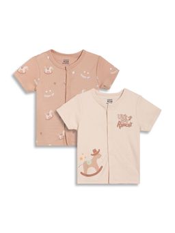 MINI KLUB - Cotton Typography Vests - Brown/Beige (Pack of 2)