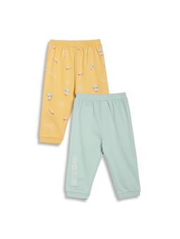 MINI KLUB - Cotton Printed & Solid Knit Bottoms - Blue/Yellow (Pack of 2)