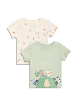 MINI KLUB - Cotton Half Sleeves T-Shirts - Off White & Grey (Pack of 2)