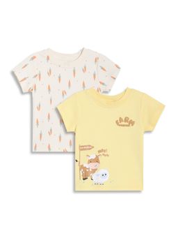 MINI KLUB - Cotton Farm Theme Printed T-Shirts - Off White/Yellow (Pack of 2)