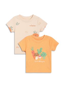 MINI KLUB - Cotton Farm Theme Printed T-Shirts - Mauve/Orange (Pack of 2)