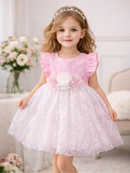 Mi Arcus - Girls Baby Pink Tulle Party Dress - Pink