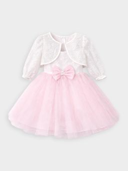 Mi Arcus - Girls Tutu Dress with White Embroidered Shrug