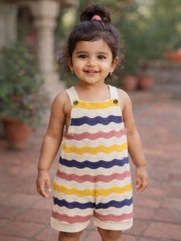 Mi Arcus - Cotton Stripes Design Knitted Dungaree- Multi-Color