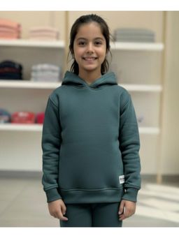ANTHRILO - Simple Essential Girls Fleece Hoodie - Dark Green